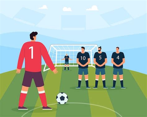 Free Vector | Penalty kick of soccer player on field of stadium. Male ...