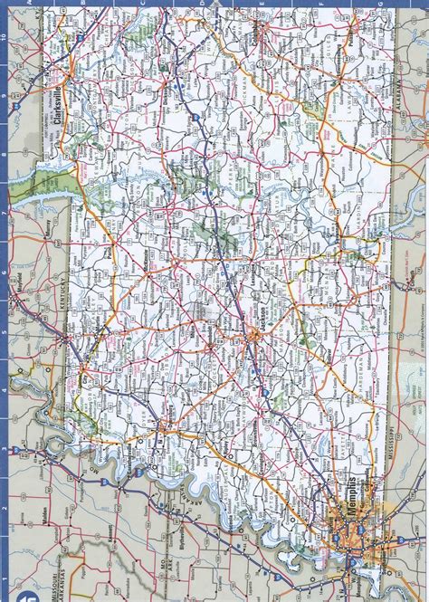 Western Tennessee roads map.West Tennessee with cities and highways