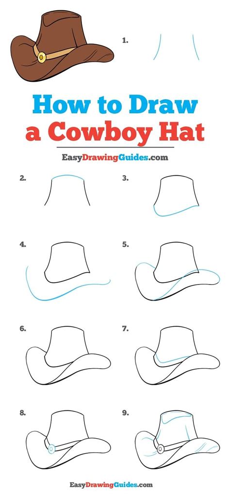 How to Draw a Cowboy Hat - Really Easy Drawing Tutorial | Cowboy hat drawing, Cowboy draw ...