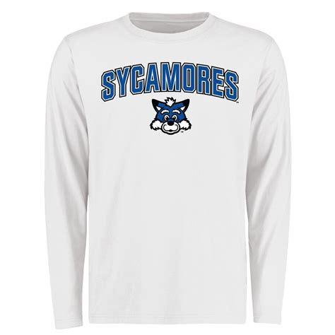 Indiana State Sycamores White Proud Mascot Long Sleeve T-Shirt