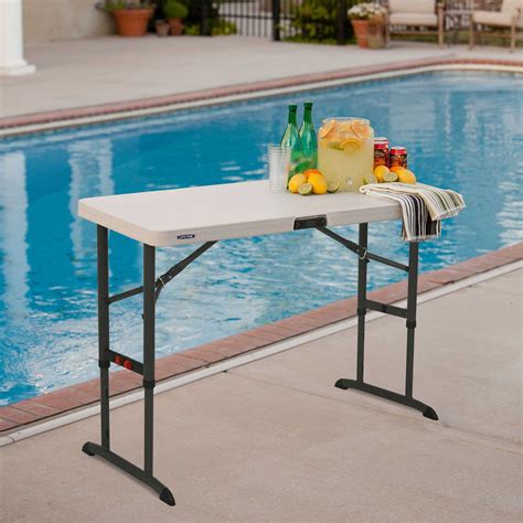 Lifetime® 80370 - 4' Almond Commercial Adjustable Height Folding Table ...