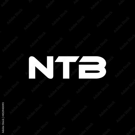 NTB letter logo design with black background in illustrator, vector logo modern alphabet font ...