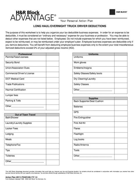 Truck Driver Expense Blank Forms Fill Online Printable — db-excel.com