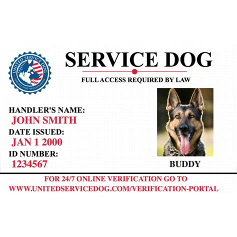 Service Dog ID Card | Service Animal Badge | United Service Dog