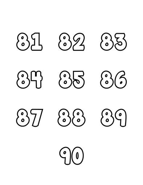 Free Printable Tracing Numbers: Bubble Numbers Set 81 to 90