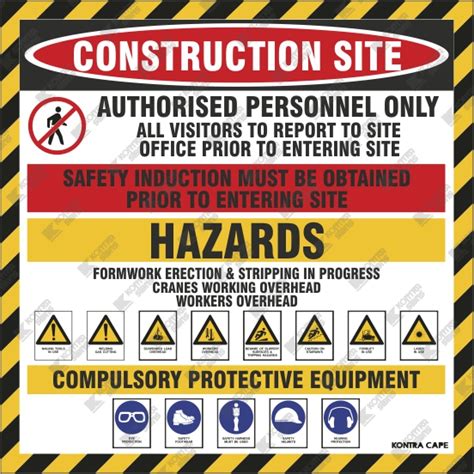 WC470 - Construction Site Safety Board - Kontra Signs