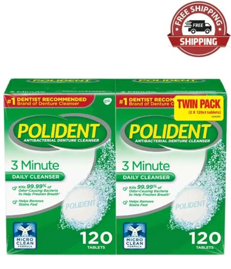 POLIDENT 3-MINUTE TRIPLE-MINT Antibacterial Denture, Effervescent Tablets 240 ct $19.72 - PicClick
