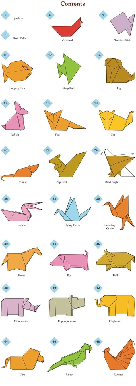 Easy Origami Animals - page 2 of 6 (Contents) | Origami | Origami easy ...