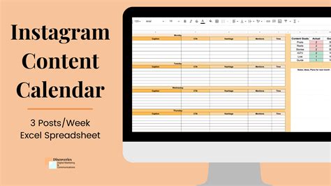 content calendarinstagram content calendarcontent calendar using excel spreadsheetinstagram ...