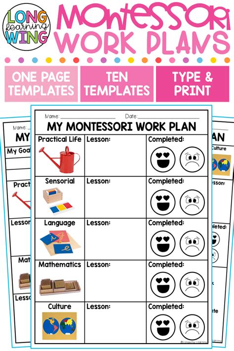 A Montessori work plan keeps track of a student’s work in a Montessori classroom. Student write ...