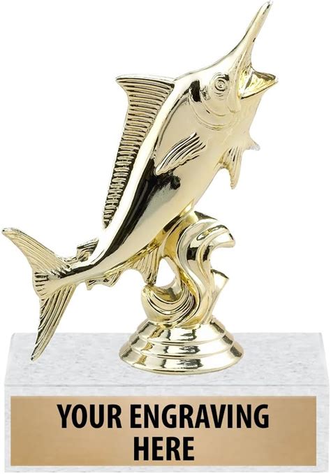 Amazon.com : 6" Gold Fishing Trophies - Personalized Marlin Fish Trophy ...