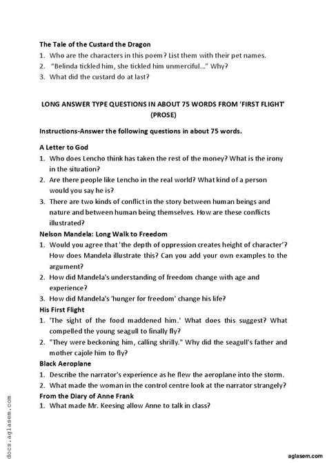 Class 10 English Question Bank (PDF) - Important Questions for Class 10 ...