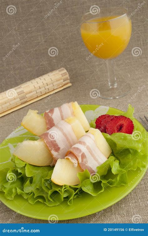 Melon with Parma ham stock photo. Image of slice, portion - 20149156