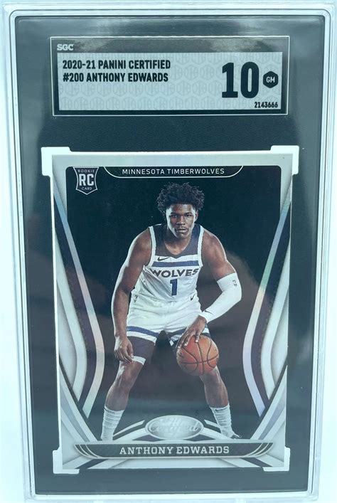 NBA 2020-21 Panini Certified Anthony Edwards SGC 10 Single Sports Card ...