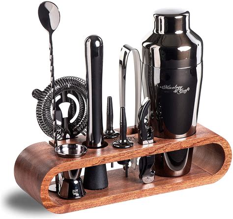 Mixology Bartender Kit: 10-Piece Black Bar Set Cocktail Shaker Set with ...