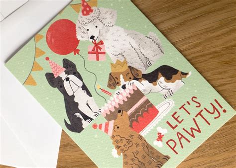 Dogs Birthday Card / Funny Dogs Illustration / Let's - Etsy