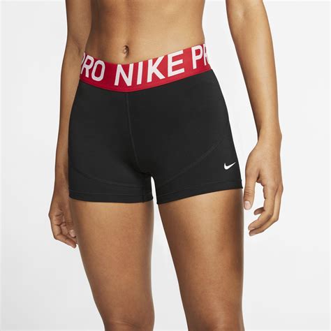 Nike Womens Pro 3 Inch Shorts - Black/Gym Red - Tennisnuts.com