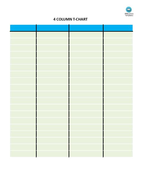 T Chart 4 Columns Word Template