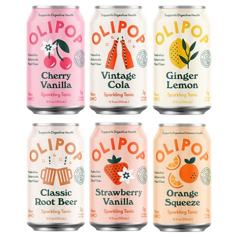 OLIPOP 6-Flavor Soda Variety Pack | Healthy Prebiotic Soft Drinks ...