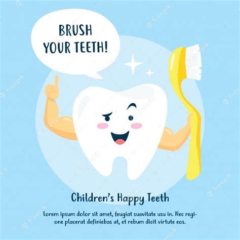 Children hygiene poster campaign. Tooth brushing and mouth health vector poster design Vector ...