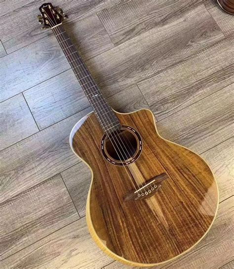 Full Solid KOA wood Acoustic Guitar,hand made koa Guitarra acustica,41" Le Chant solid wood ...