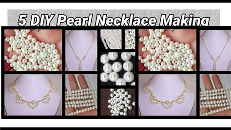 5 DIY simple Pearl necklace making at home - YouTube