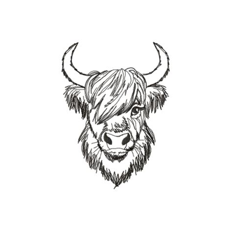 Highland Cow embroidery design