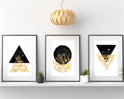 Black and Gold Geometric Abstract Art Prints Set of 2 - Etsy