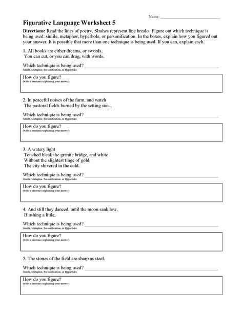 Figurative Language Worksheet 5 — db-excel.com