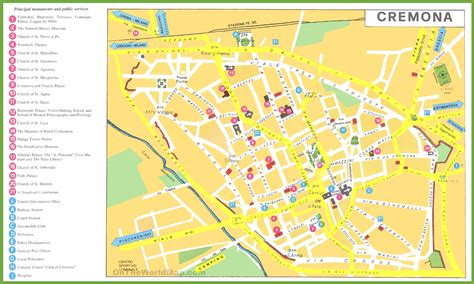 Cremona sightseeing map - Ontheworldmap.com