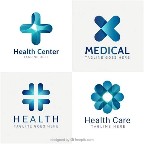 Premium Vector | Blue modern medical center logos