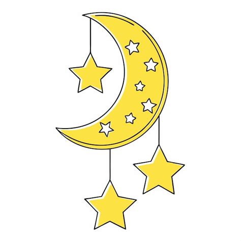 Premium Vector | Sketch moon and stars outline isolated vector 3