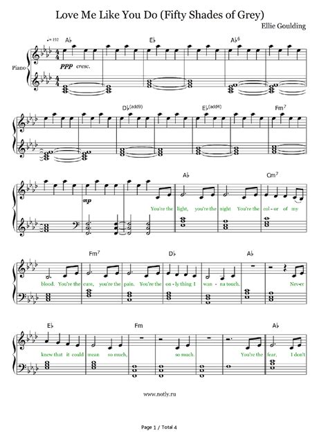 Love Me Like You Do Piano Sheet Music With Letters - lahgupics