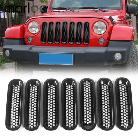 Marloo Black Front Grill Mesh Grille Insert Kit For Jeep Wrangler JK ...