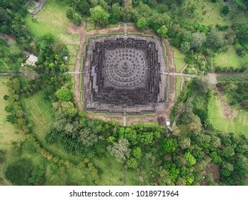 Borobudur Temple Aerial View Covered Thick Stock Photo (Edit Now) 1018971964