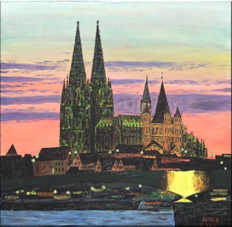 Oil Painting cologne Cathedral in the Evening | Etsy