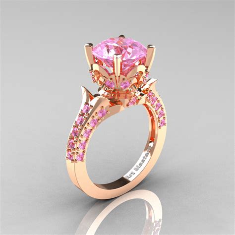 Classic French 14K Rose Gold 3.0 Carat Light Pink Sapphire Solitaire ...