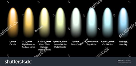 Kelvin Colour Temperatures Different Light Sources Stock Vector 125658887 - Shutterstock