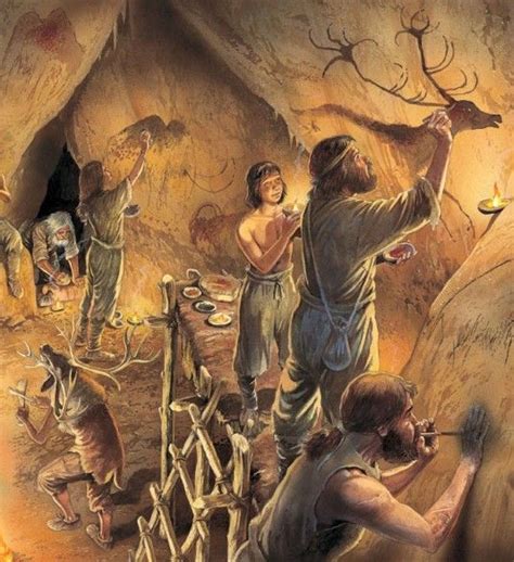 Artists at work in a cave | Cave paintings, Stone age cave paintings, Prehistoric art