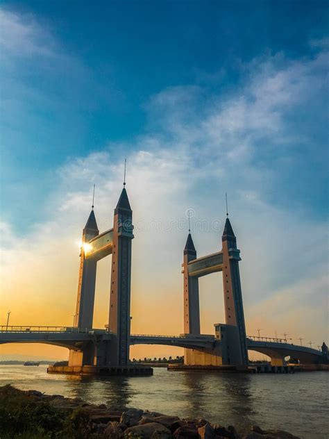 Terengganu Drawbridge stock image. Image of sunset, terengganu - 214538957