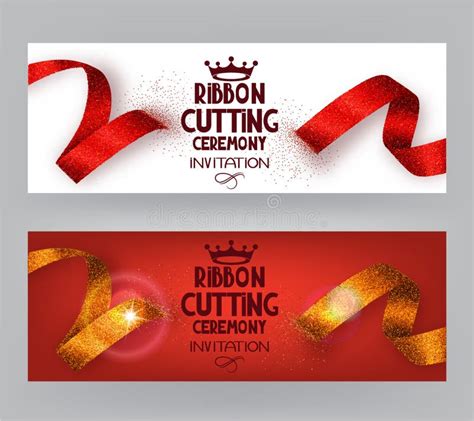 Ribbon Cutting Ceremony Banners with Abstract Ribbons and Abstract Hand with Scissors Stock ...