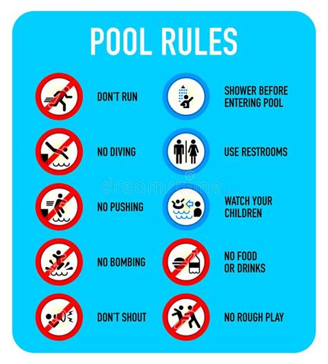 Pool rules signs stock vector. Illustration of hand, forbidden ...