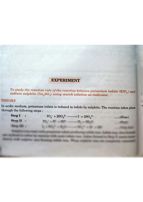 SOLUTION: Experiment to study the reaction rate of the reaction between potassium iodate and ...