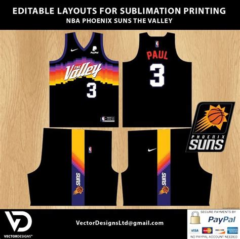 NBA Phoenix Suns The Valley Chris Paul Editable Basketball Jersey ...