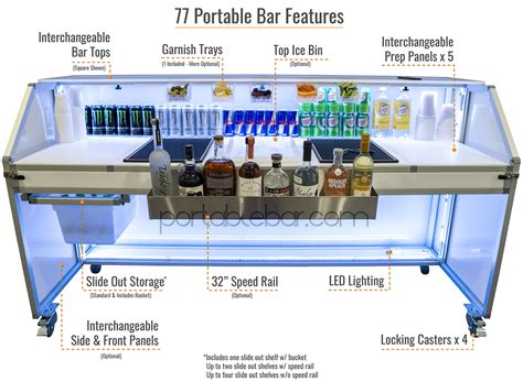 77" Folding Portable Bar on Wheels for Bars & Restaurants, Free Graphics