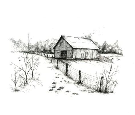 Single Note Card - "Jack's Old Barn" - 5" x 8 1/2" | Landscape pencil drawings, Barn drawing ...