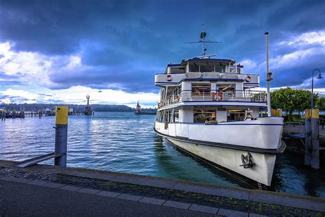 Town of Konstanz on Bodensee lake scenic waterfront and boat vie ...