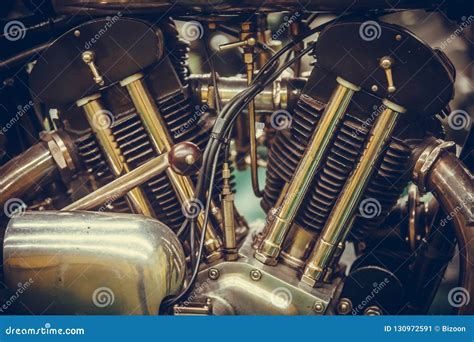 Motorcycle V Twin engine stock image. Image of twin - 130972591