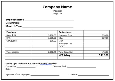 32 Salary Slip Format & Templates - Word Templates for Free Download