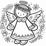 A Cute Christmas Angel coloring Page  Download Print Or Color Online sketch template
